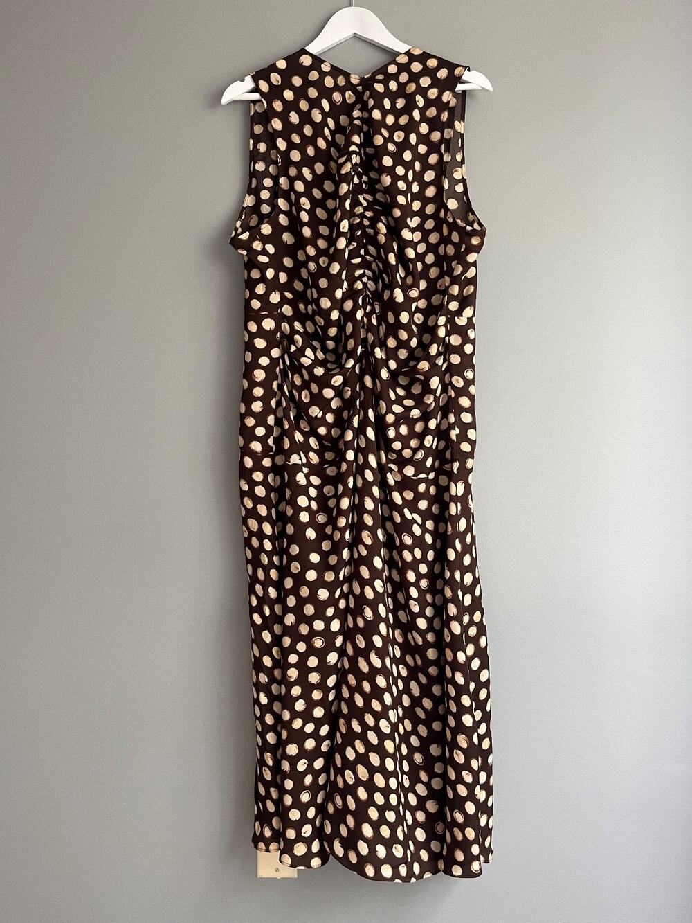 J.Crew NWT $238 Veranda Midi Dress Polka Dot Print Brown Sz 22 CU774 Boho Chic
